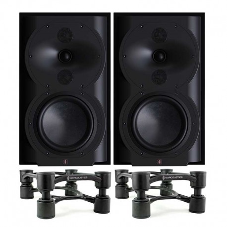 Perlisten R4b noirs (paire) + IsoAcoustics Aperta 200 noir