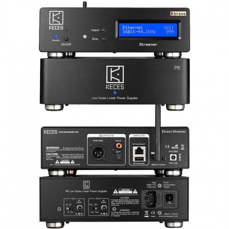 Keces Ebravo avec Keces P6 : streamer audio avec alimentation linéaire audiophile