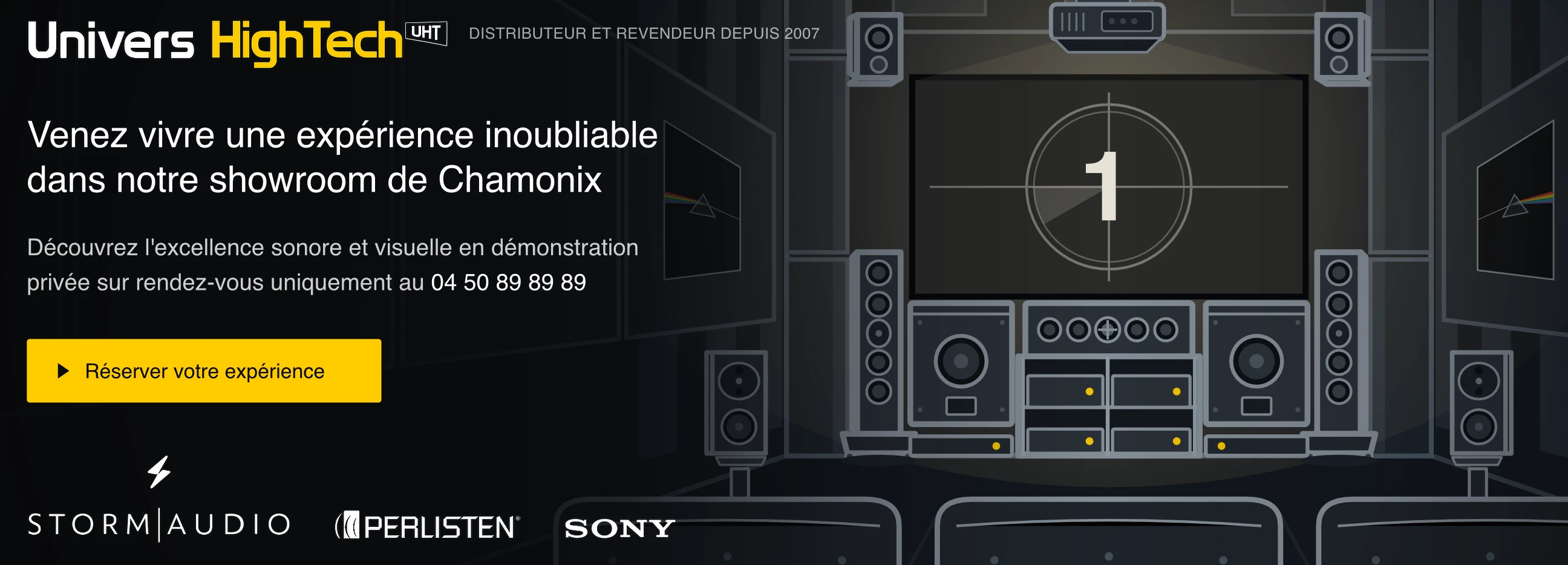 Venez vivre une expérience home cinéma inoubliable dans notre showroom StormAudio / Perlisten / Sony